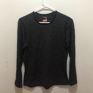 Icebreaker Striped Black White 200 Women's Long Sleeve Shirt Size Med